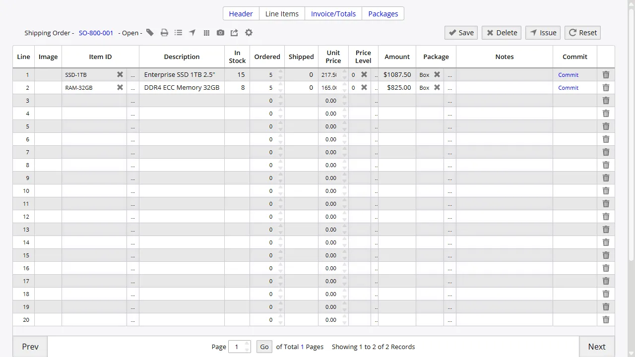 Shipping pick list with order lines, allocated quantities, and pick status for 3PL fulfillment